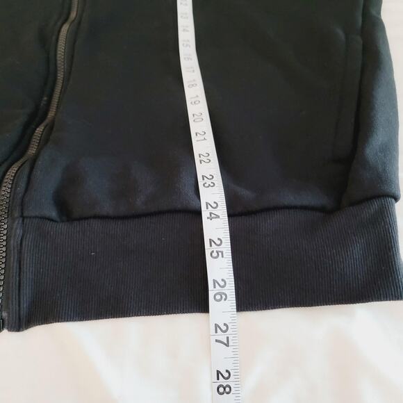 Alo Yoga Hoodie Womans Large Black Full Zip Sweatshirt Drawstring Logo Boxy - Picture 8 of 9